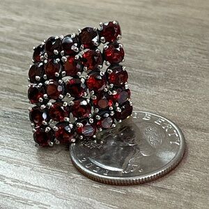 Nicky Butler Sterling Silver Garnet Gemstone Quilt Cluster Ring
